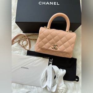 *SOLD* Chanel Caviar Quilted Extra Mini Coco Handle Flap Light Pink